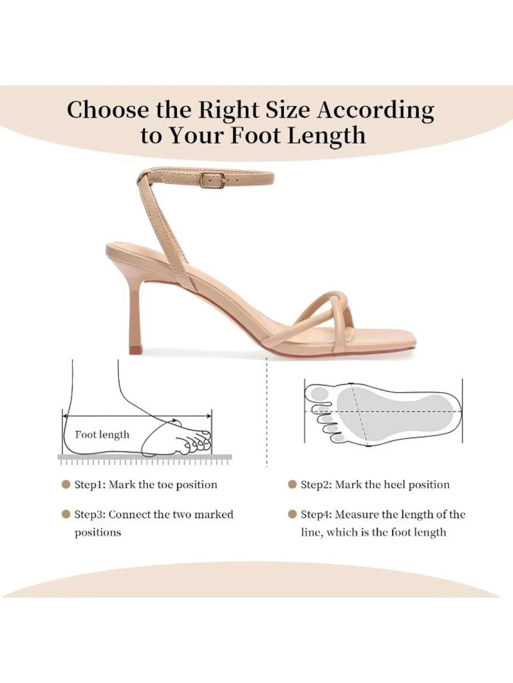 Women's Apricot Elegant Square Open Toe Strappy Comfortable Kitten Heels Sandals